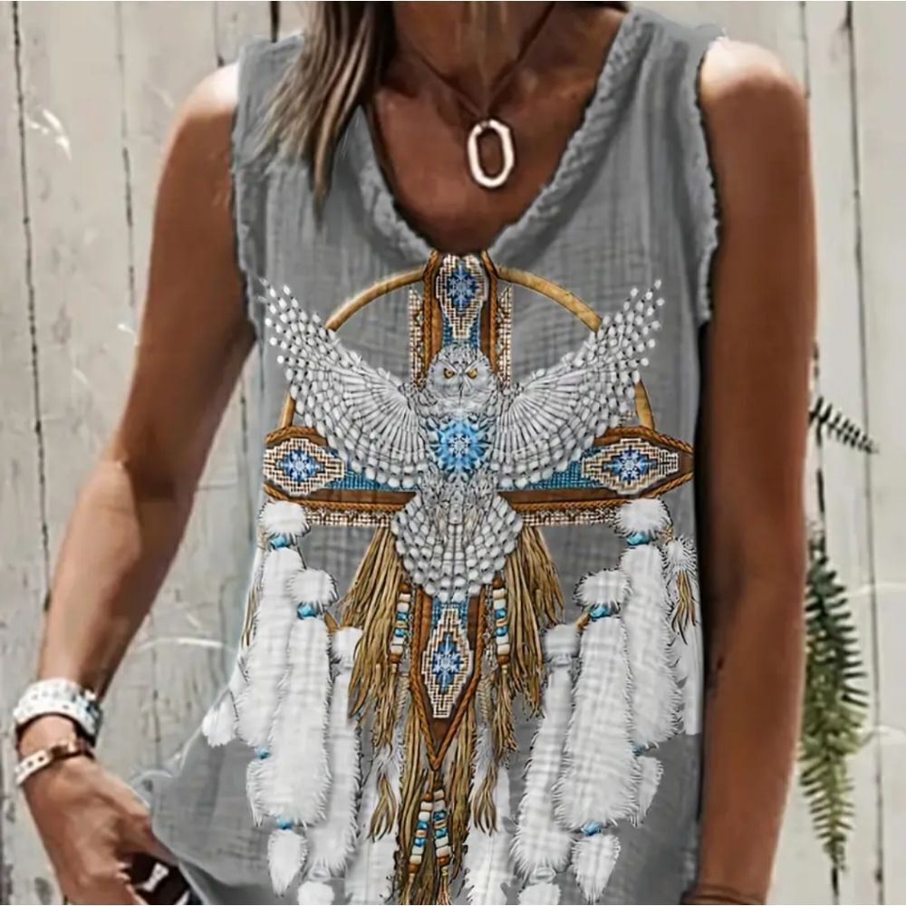 🔥Aztec Print Round NeckTank Top - Picture 3 of 6